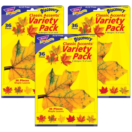 Trend Enterprises Maple Leaves Classic Accents Variety Pack, 36 Per Pack, PK3 T10958